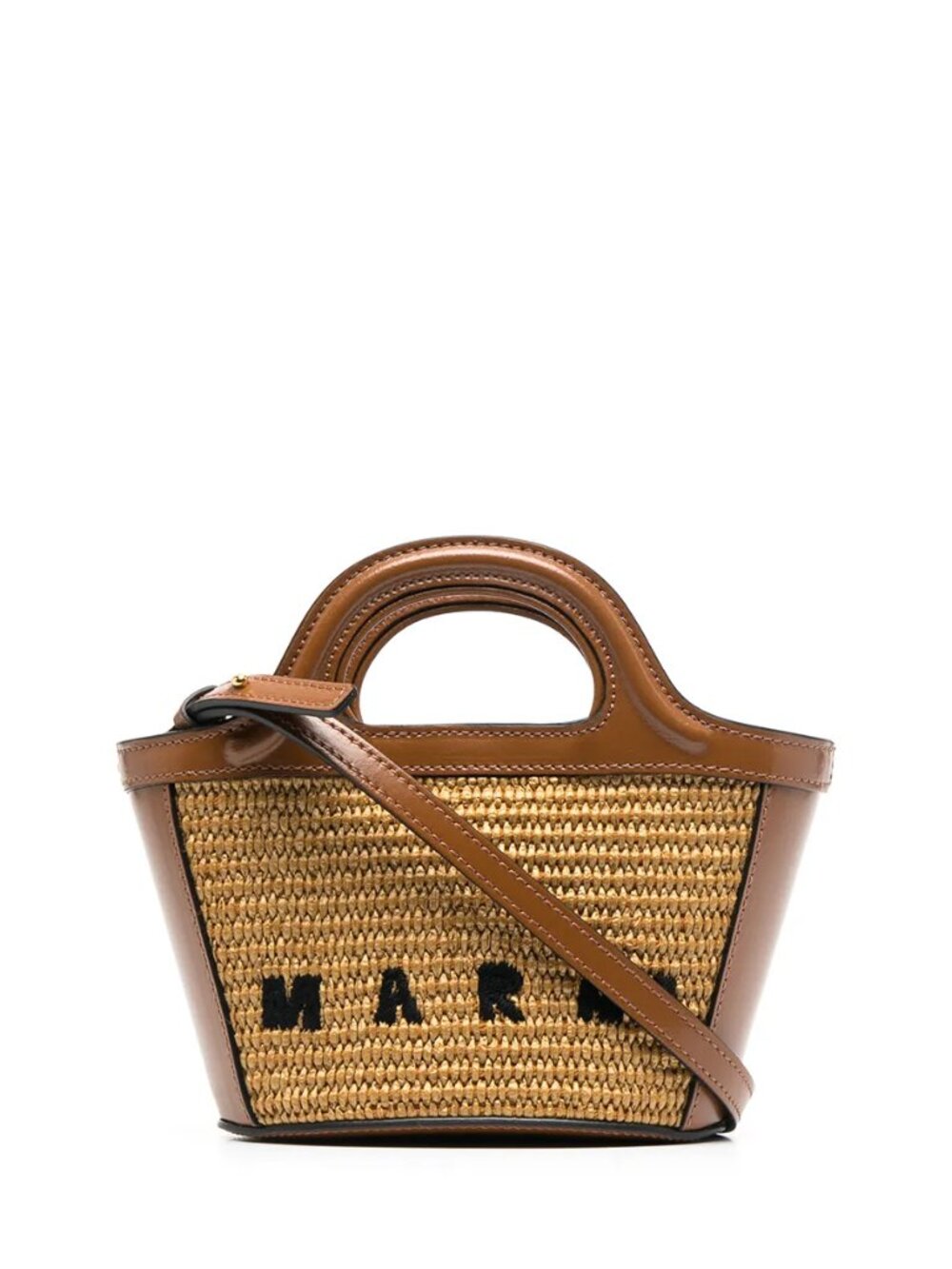 Marni Mini Tropicalia Raffia Basket Crossbody Bag Brown